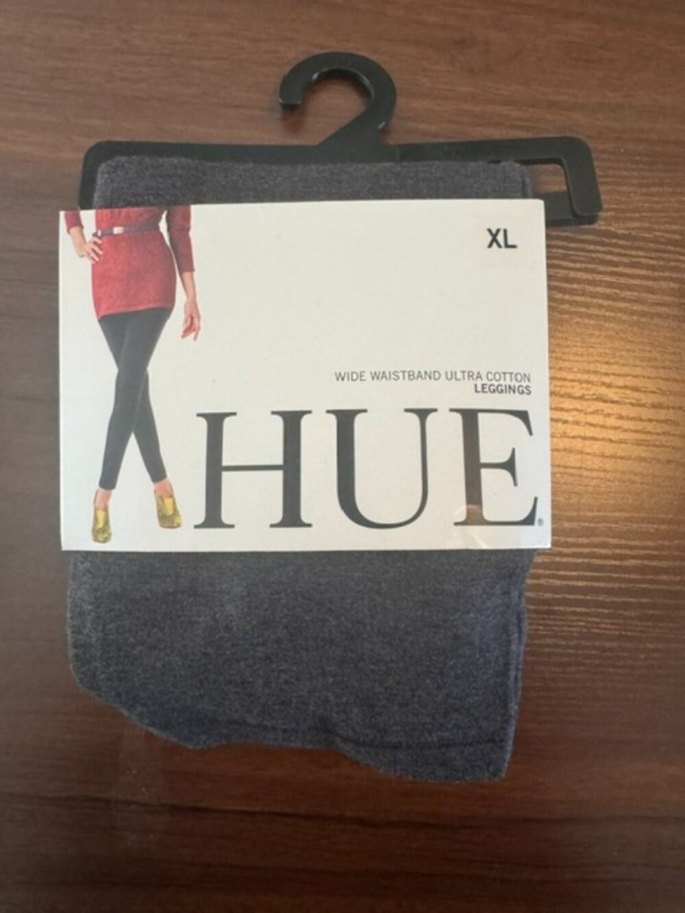 HUE Wide Waistband Ultra Cotton Leggings, XL, Dark Gray